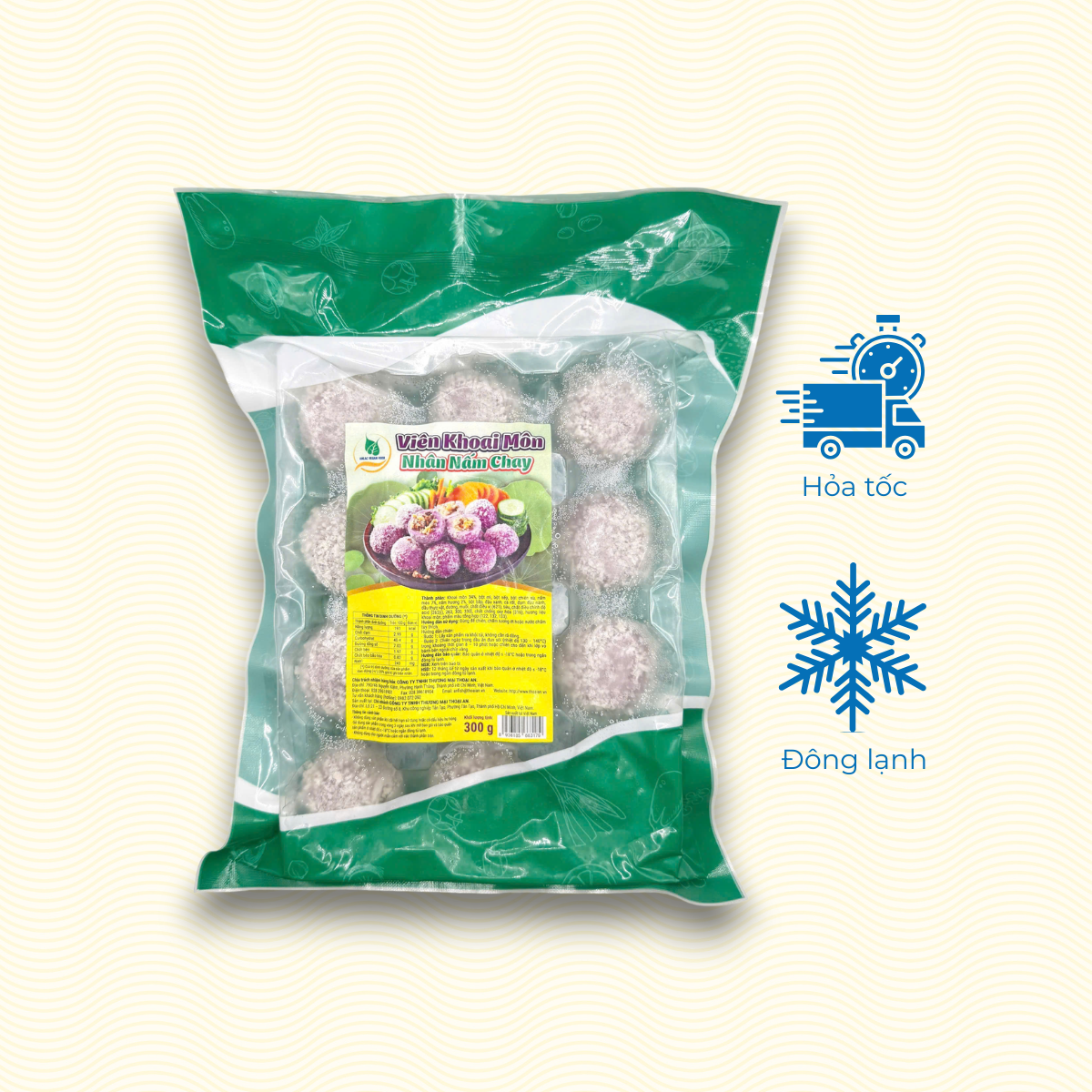 Viên khoai môn nhân nấm chay Thoại An 300g (Đông lạnh)