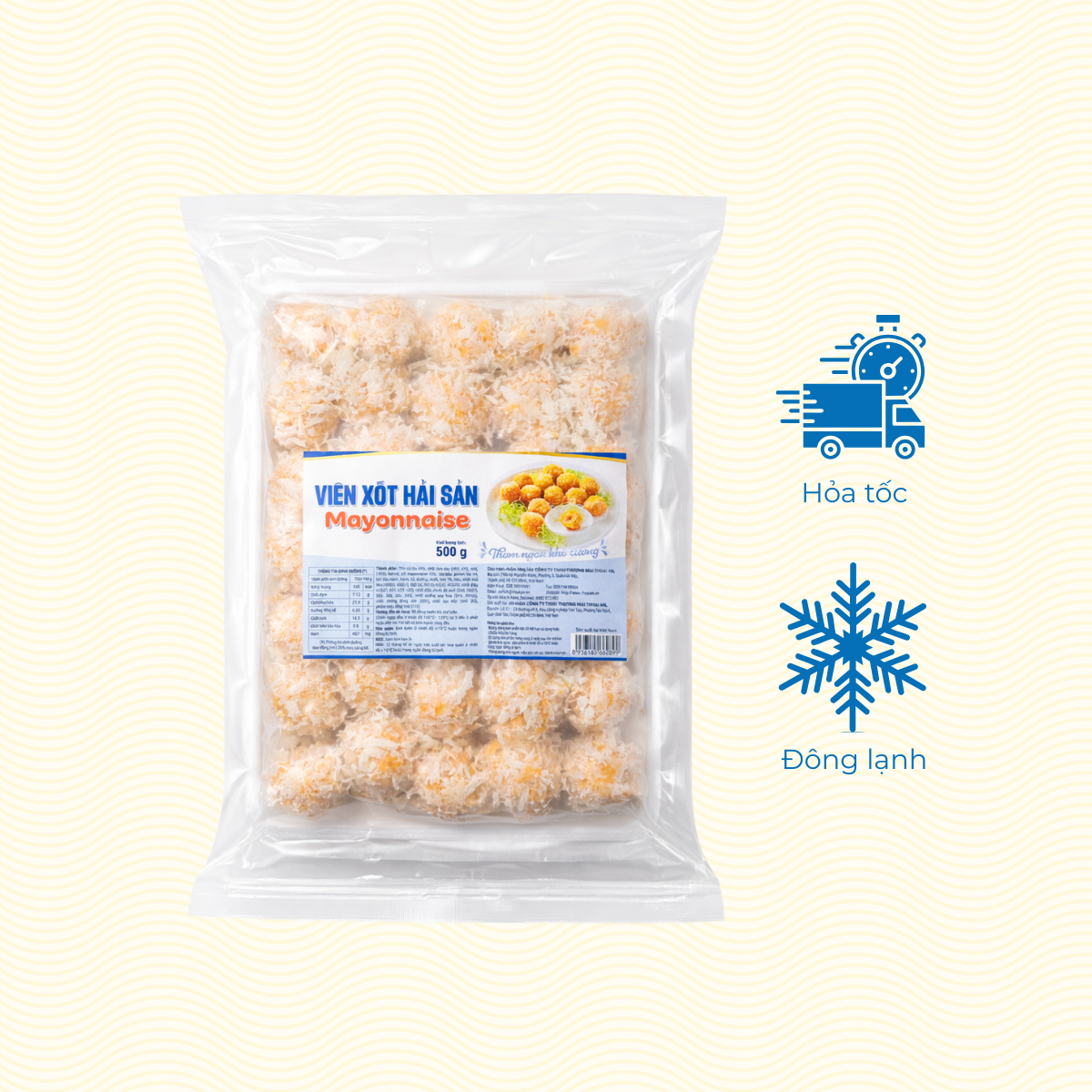Viên xốt hải sản mayonnaise Thoại An 500g (Đông lạnh) Viên xốt hải sản mayonnaise Thoại An 500g (Đông lạnh)