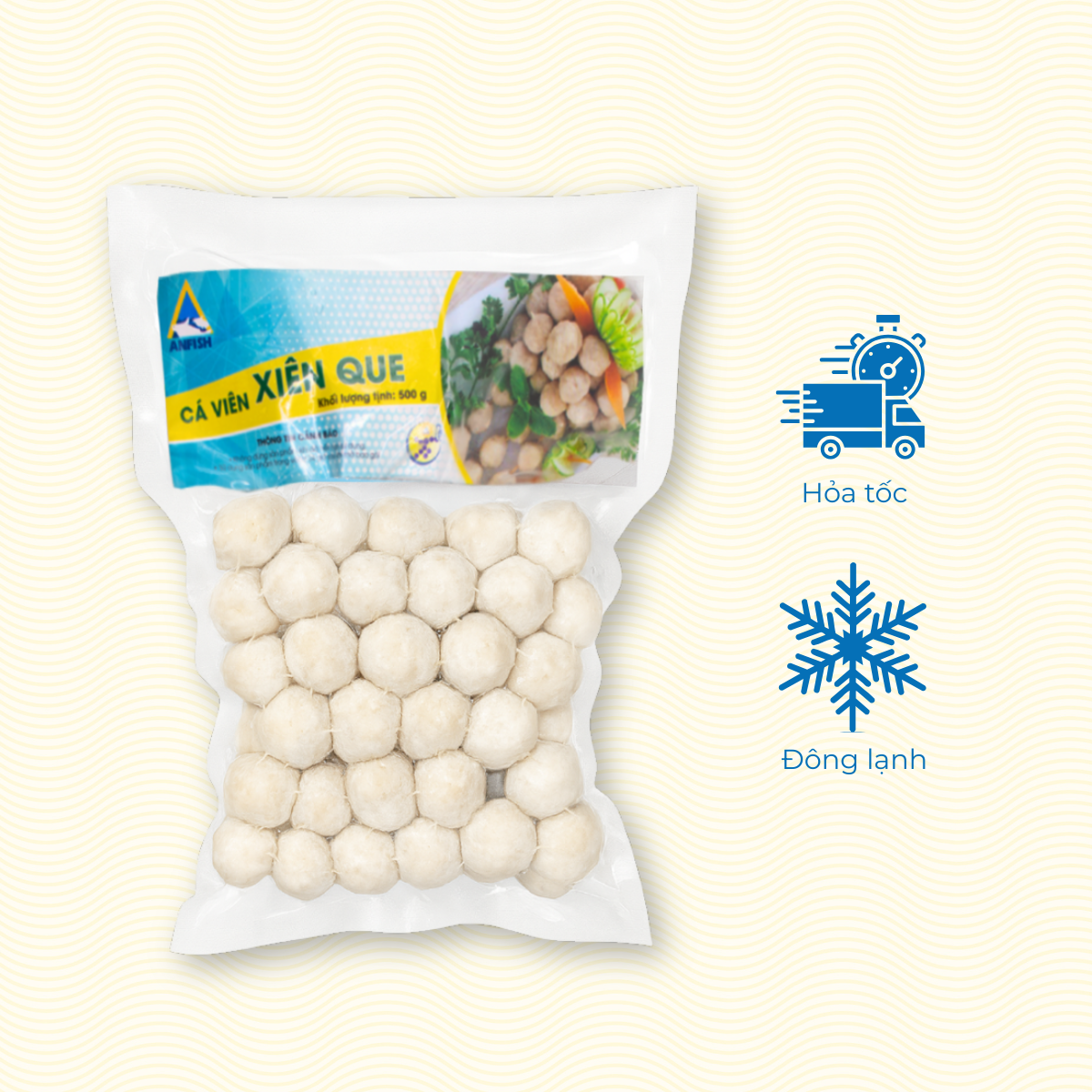 Cá viên xiên que Thoại An 500g (Đông lạnh) Cá viên xiên que Thoại An 500g (Đông lạnh)