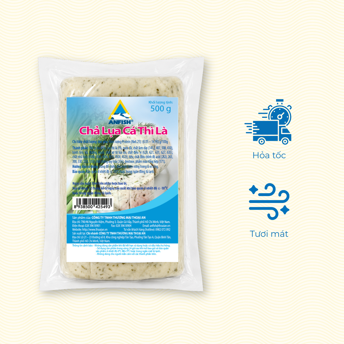 Thoai An Vietnamese Fish Paste Roll with Dill 500g (Chilled Product) Thoai An Vietnamese Fish Paste Roll with Dill 500g (Chilled Product)